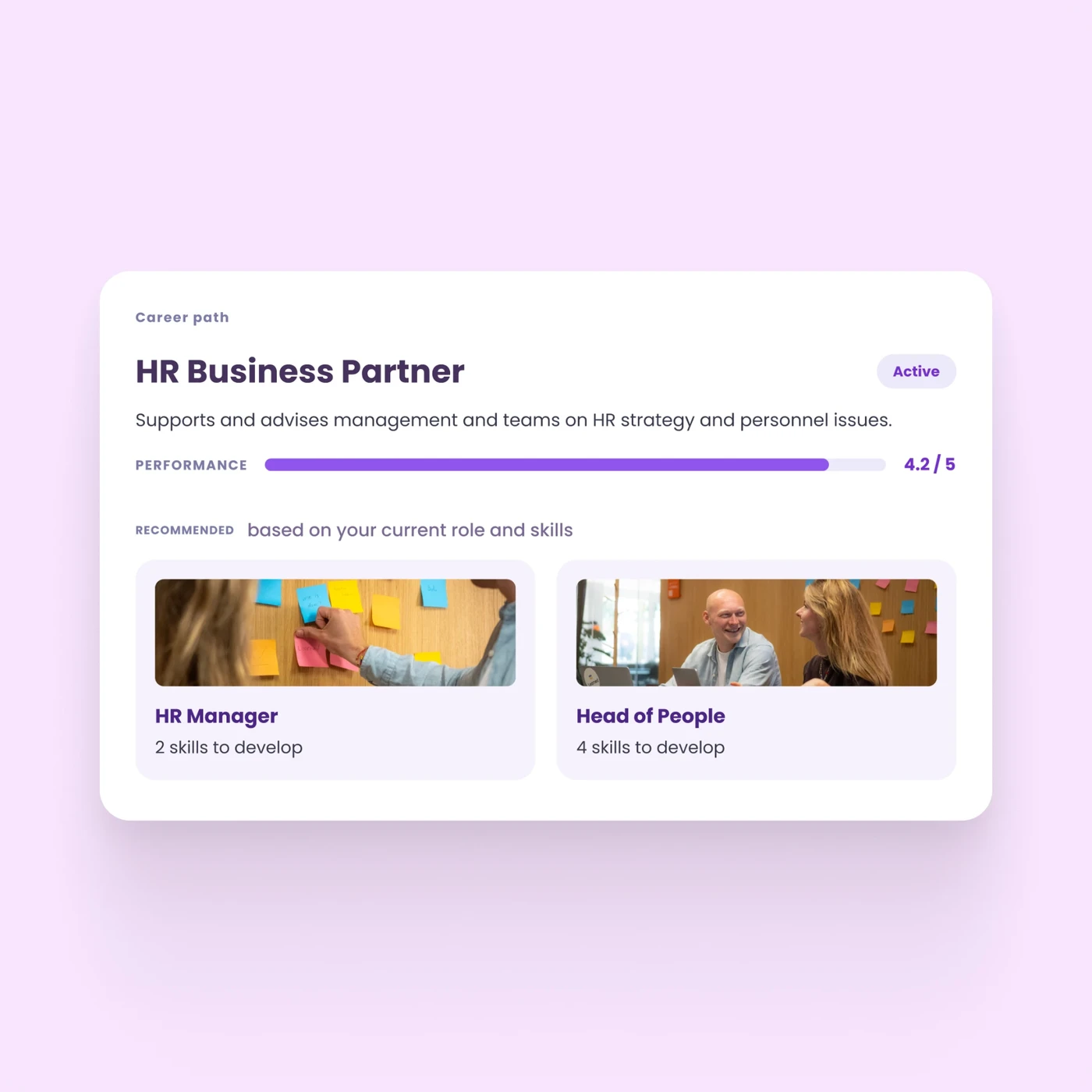 Career path with recommended next roles and skills to develop in Learned