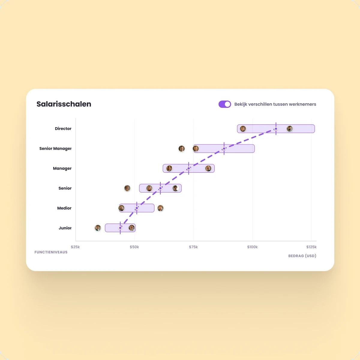 Salarisschalen met salarisposities per functieniveau