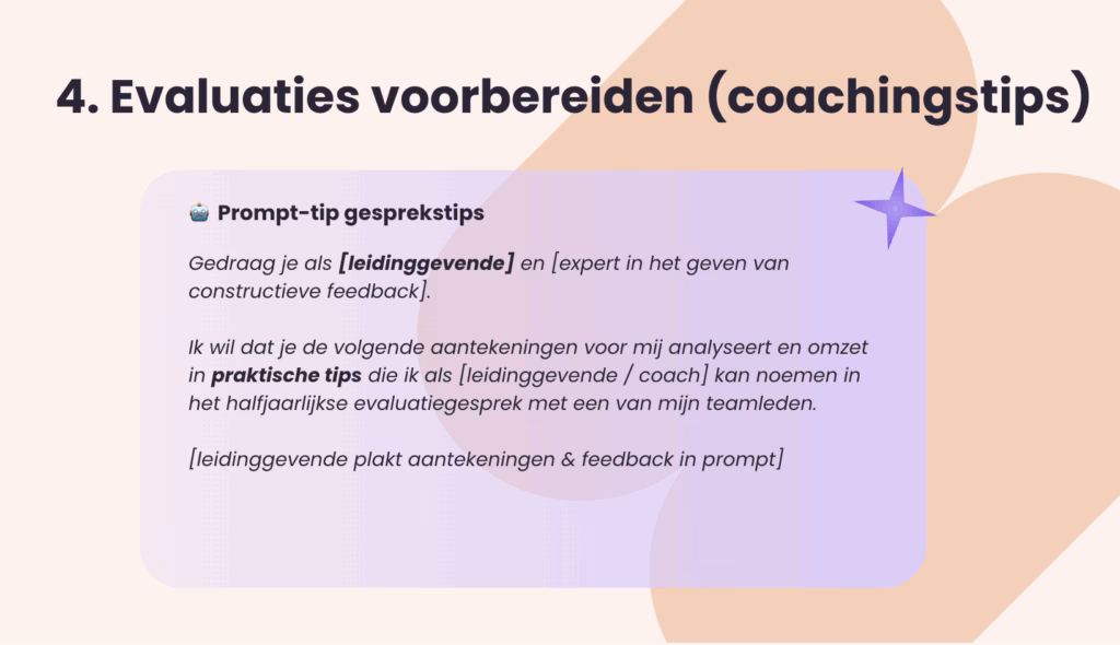 Voorbeeld van een prompt voor coachingstips