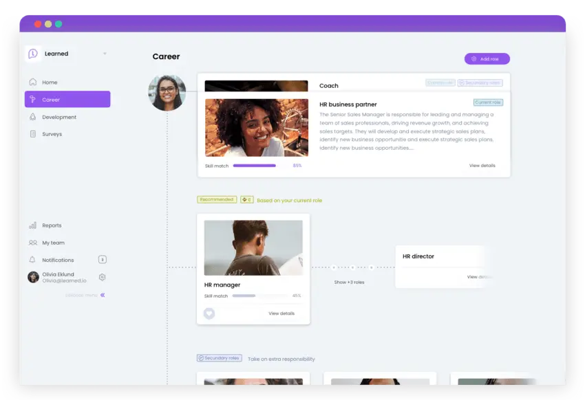 Learned UI mit Karrierepfaden