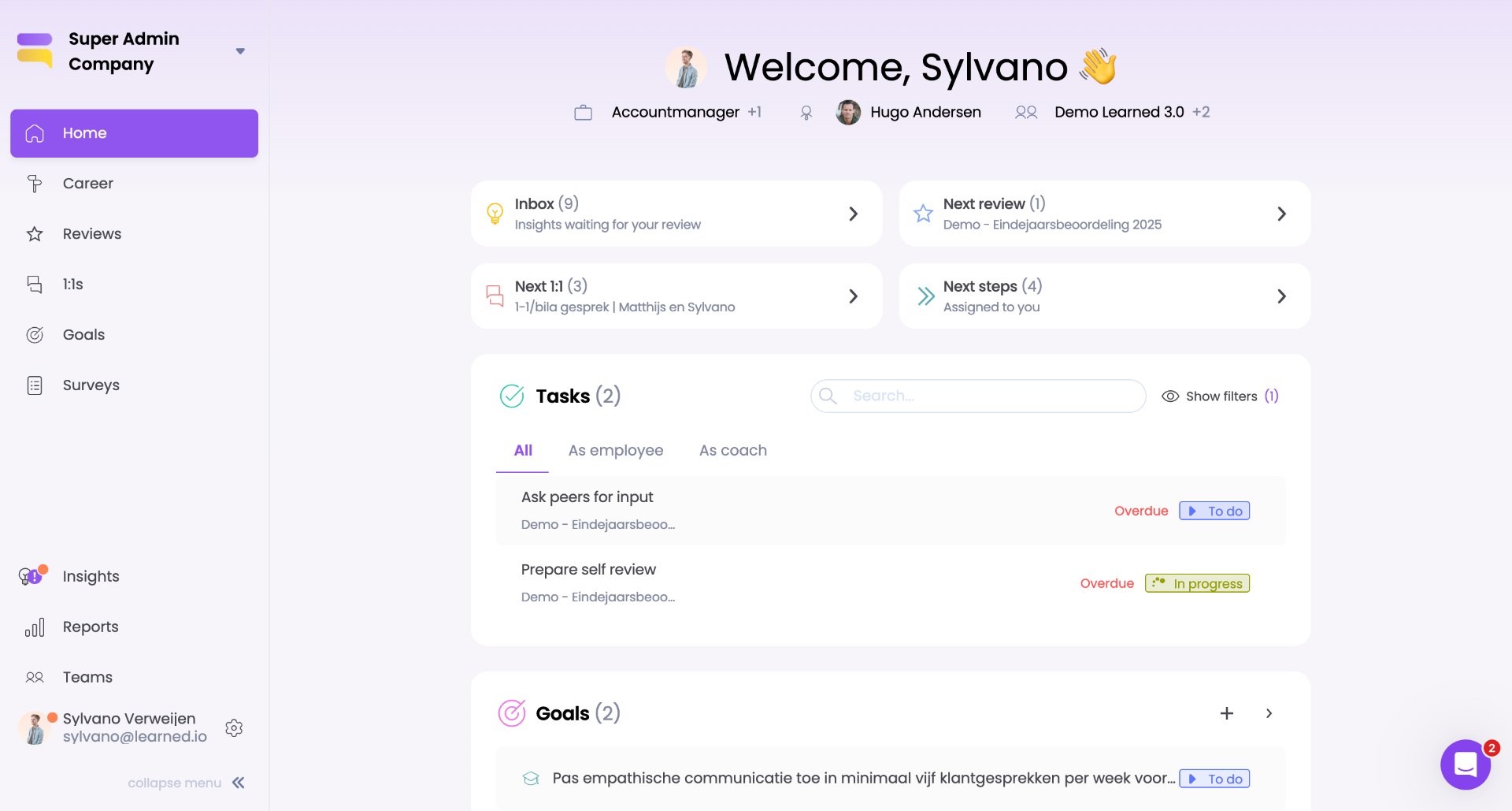 Nieuwe homepagina van Learned