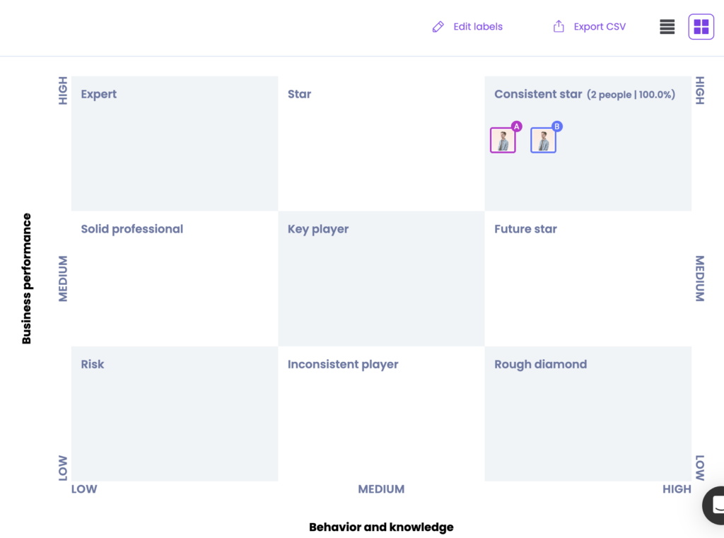 Beispiel 9-Grid Talentüberprüfung in Learned